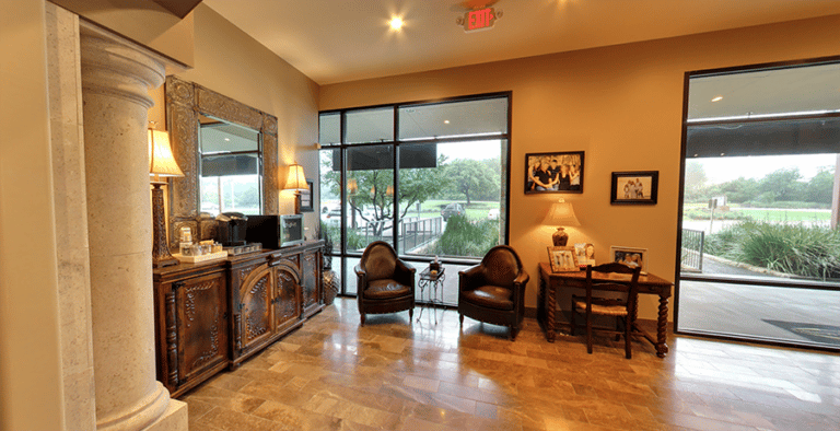 Lobby of The Cosmetic Dentists of Austin, combining luxury and comfort for an unparalleled patient experience.