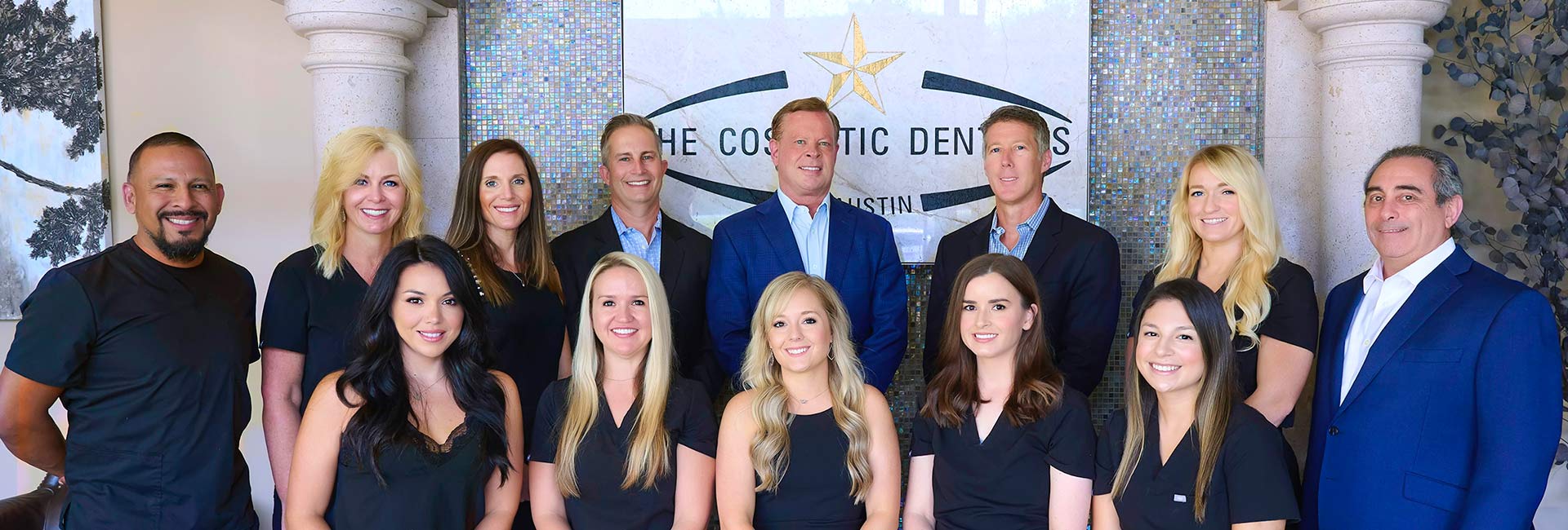 Group photo of Austin's best cosmetic dentistry team - The Cosmetic Dentists of Austin's entire staff, dedicated to exceptional dental care.